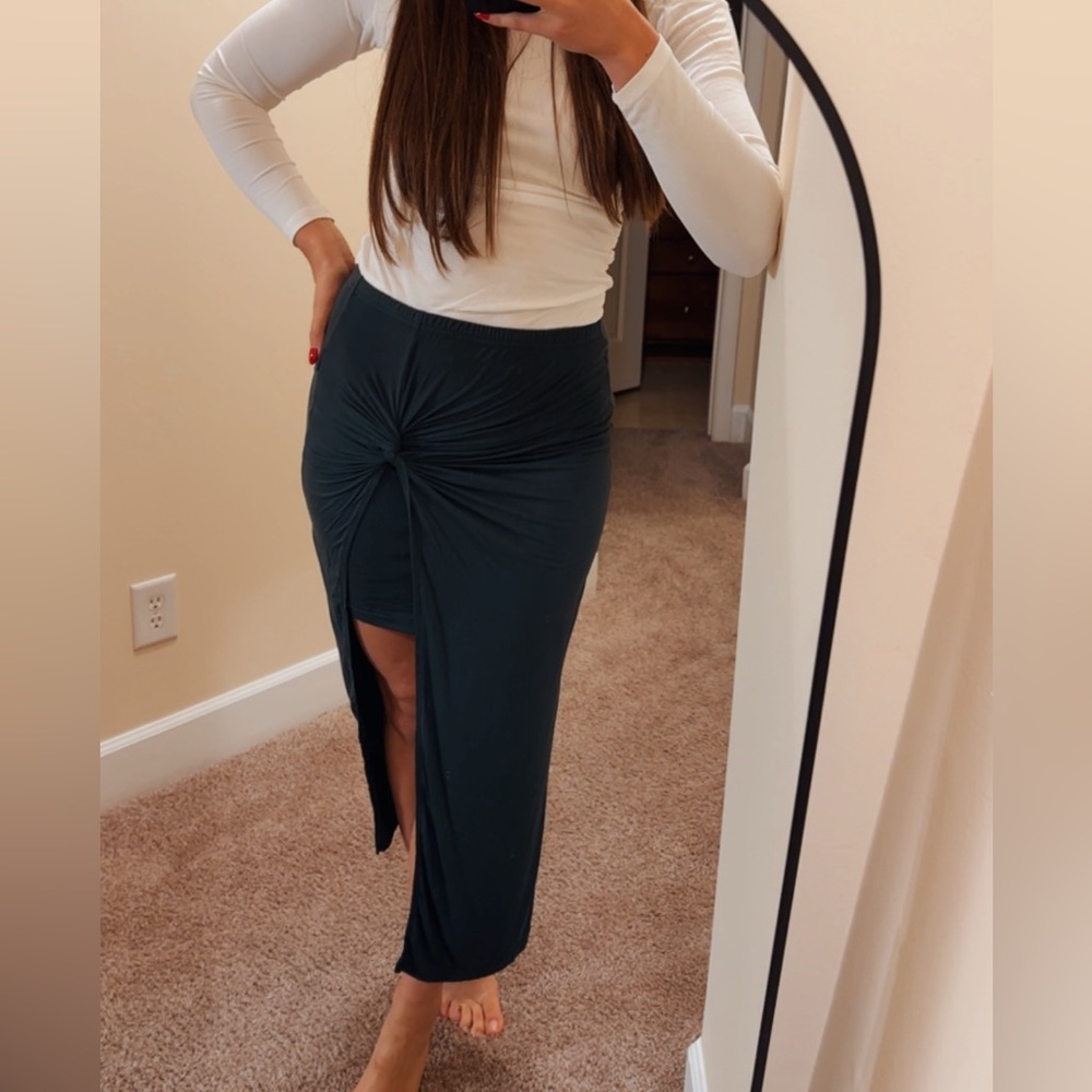 Stylish Dark Green Ruched Skirt XS-S